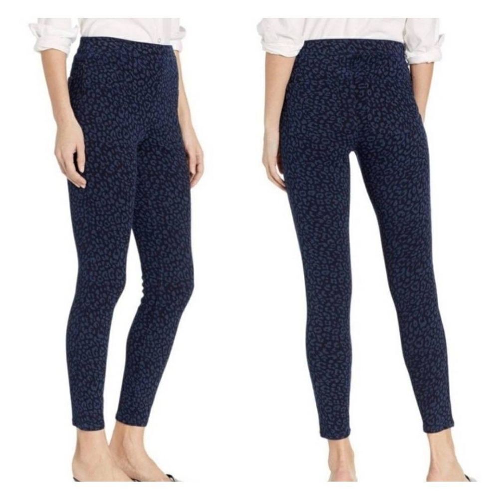 Spanx jean-ish blue leopard print ankle leggings sz Medium